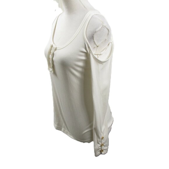 Sheilay White Cold Shoulder Long Sleeve Knit Top Size Large - Picture 4 of 6